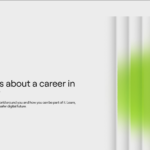 Young people exploring cybersecurity careers with green digital graphics.